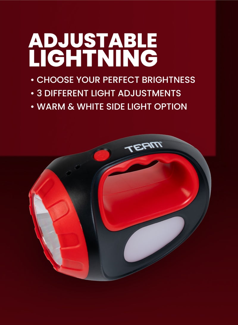 TEAM Rechargeable Torch with Bluetooth Speaker, 3W SMD Light, 3 Light Modes, 1800mAh Li-Ion Battery, USB & Solar Charging - Image 4